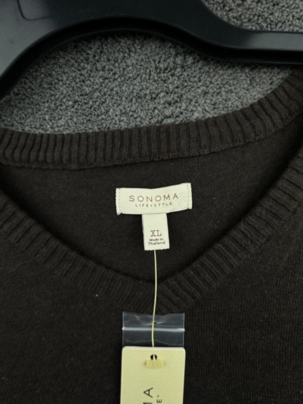 NWT Sonoma Lifestyle 100% Cotton Knit Sweater Size XL Pullover V Neck Adult - Picture 7 of 9